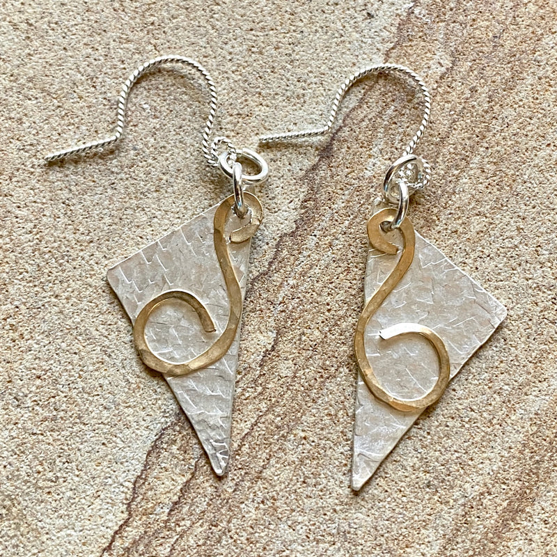 #599 Sterling Triangles & Gold Fill Swirl