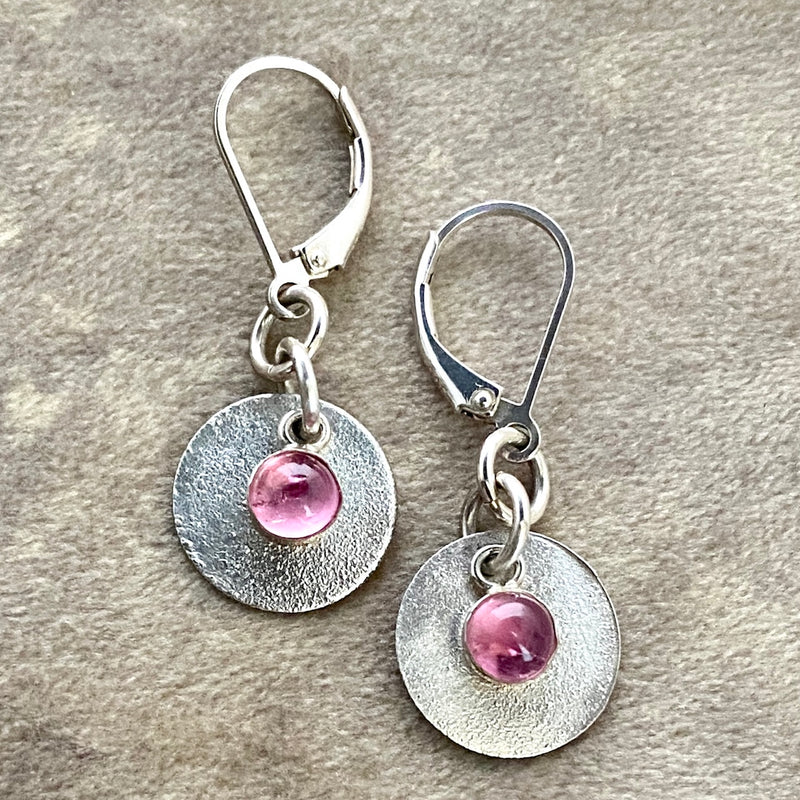 Sterling and Pink Tourmaline Earrings
