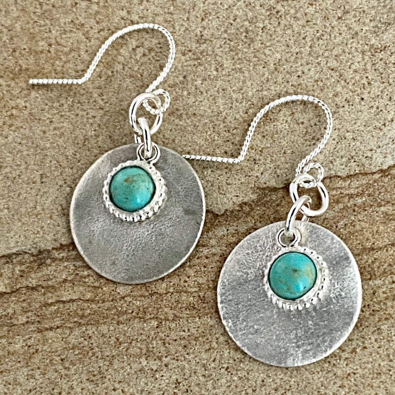 Handmade reticulated sterling silver/turquoise earrings