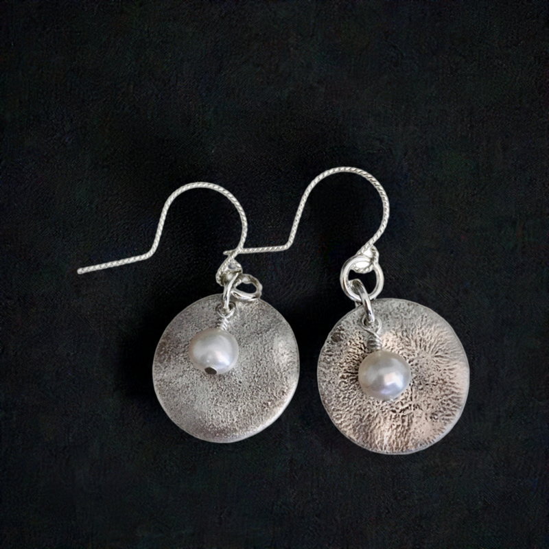 #116 Sterling Earrings with White Pearls