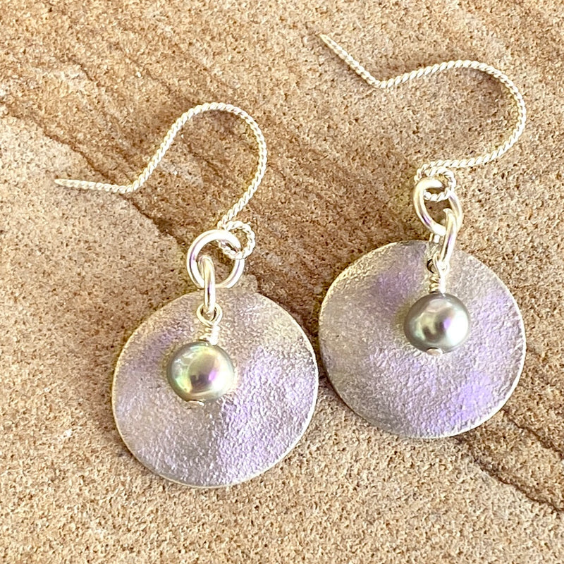 Sterling Earrings with Gray Pearls #137