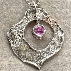 Reticulated sterling with pink tourmaline