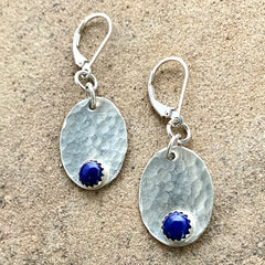 Sterling Ovals & Lapis Earrings #513