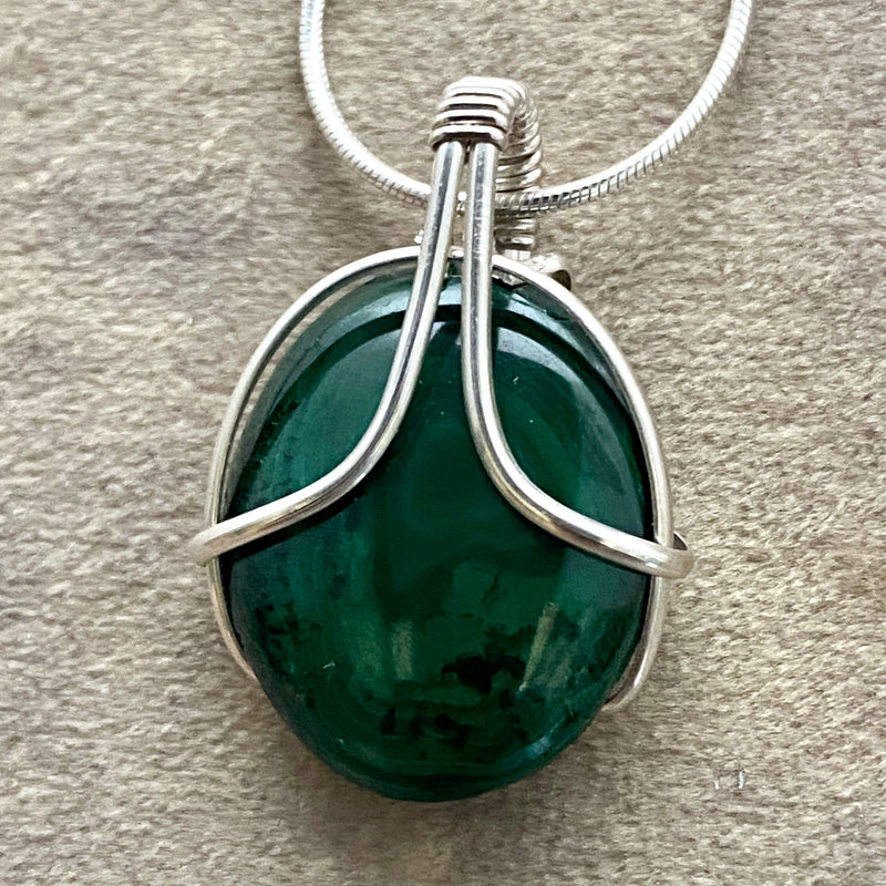#552 Sterling Wrapped Malachite
