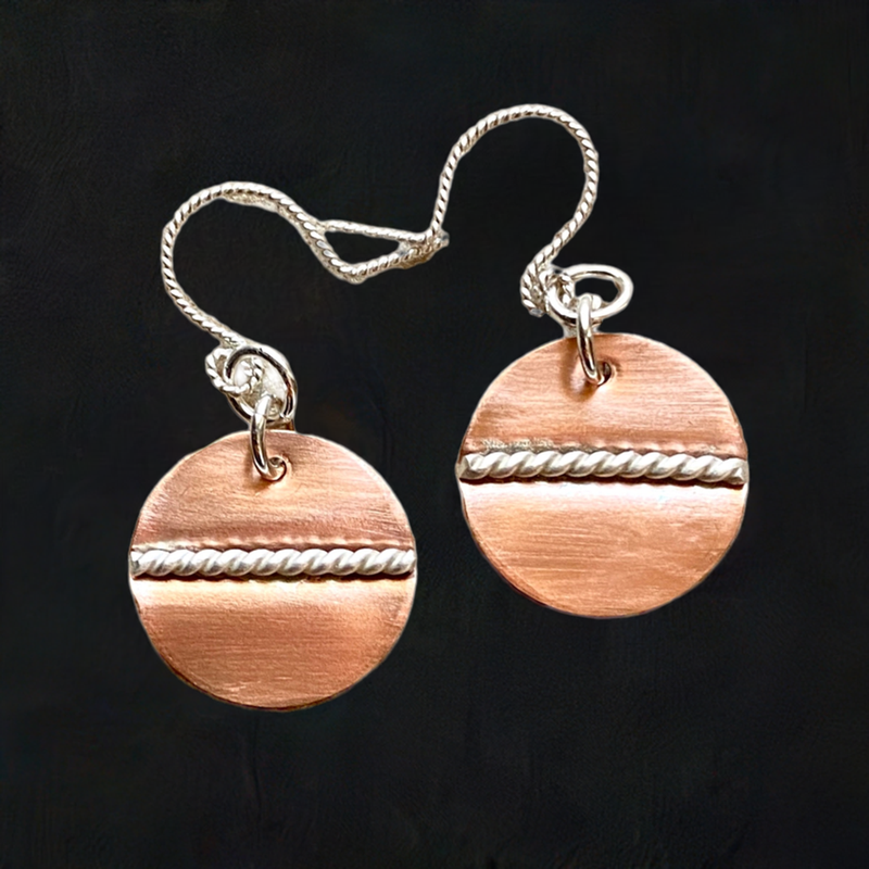 #579 Copper & Sterling Twist Earrings