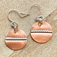 Copper & Sterling Twist Earrings #579