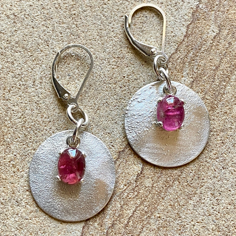 Pink Tourmaline Cabochon Earrings #581