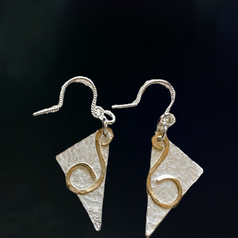 #599 Sterling Triangles & Gold Fill Swirl