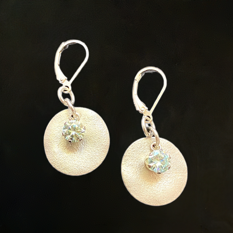 #613 Blue Moissanite & Sterling Earrings