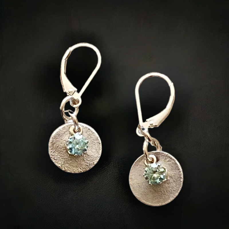 #613 Blue Moissanite & Sterling Earrings