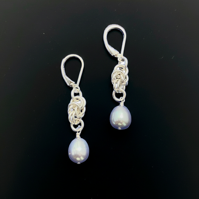 #669 Byzantine & Gray Pearl Earrings
