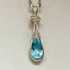 #671 Pear Topaz Sterling Wrapped