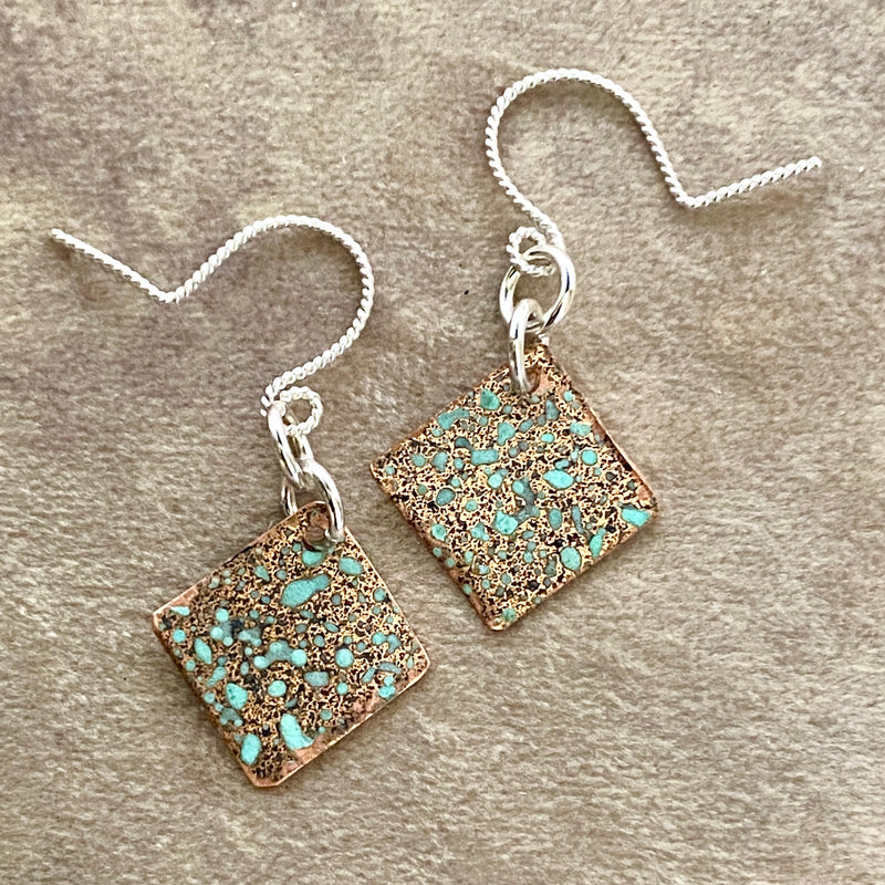 #679 Patina Diamond Shaped Earrings