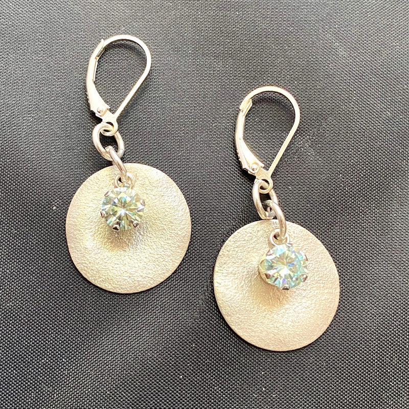 #613 Blue Moissanite & Sterling Earrings