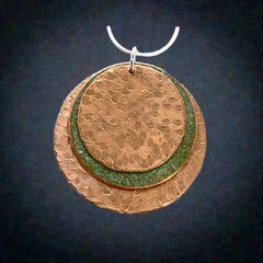 #77 3-Disc Pendant - Copper, Patina, Copper