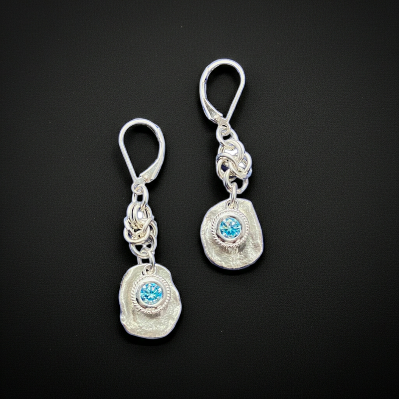 #785 Blue Moissanite Earrings