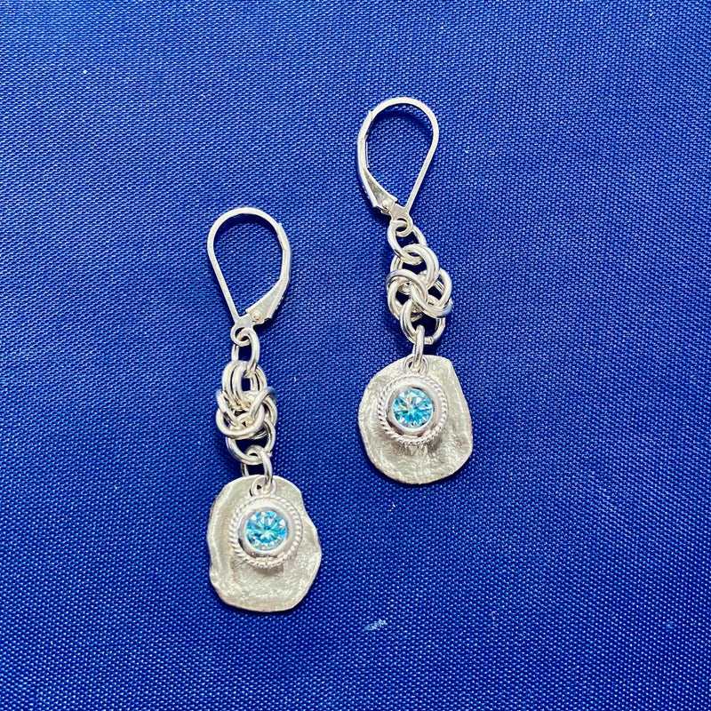 #785 Blue Moissanite Earrings