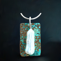 #90 Patina Rectangle  Pendant