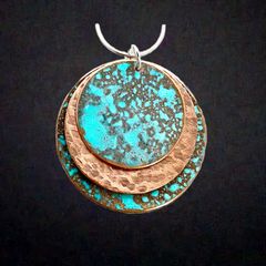 #91 3-Disc Pendant - Patina, Copper, Patina