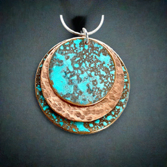 #91 3-Disc Pendant - Patina, Copper, Patina