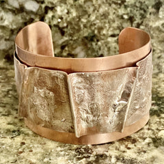 Gentlemens Silver Fusion Cuff with Folds #240