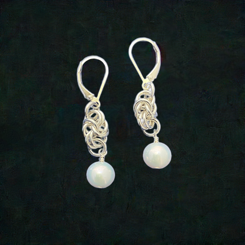 668 Byzantine Weave Pearl Earrings Tres Elegante Designs