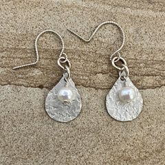 Sterling Teardrop Earrings with Pearls #216