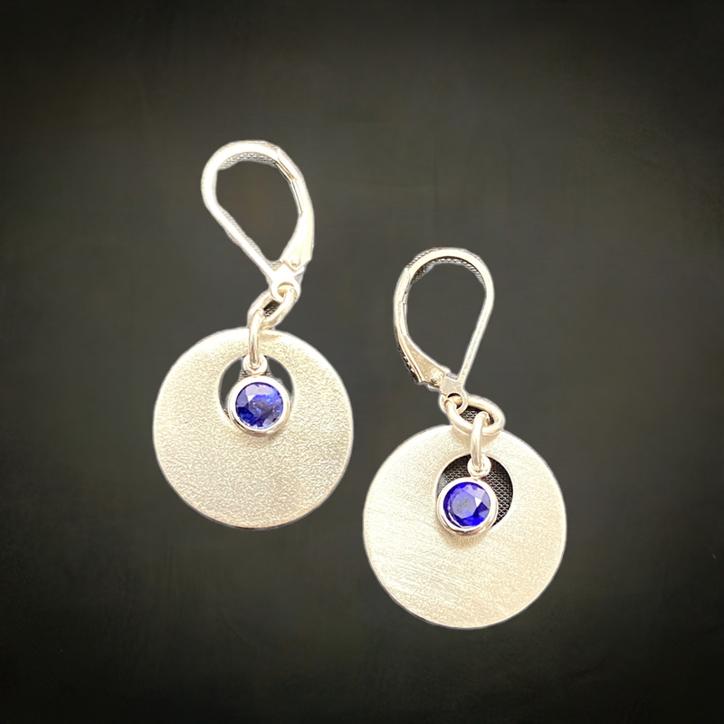 #744 Sapphire Open Dangles