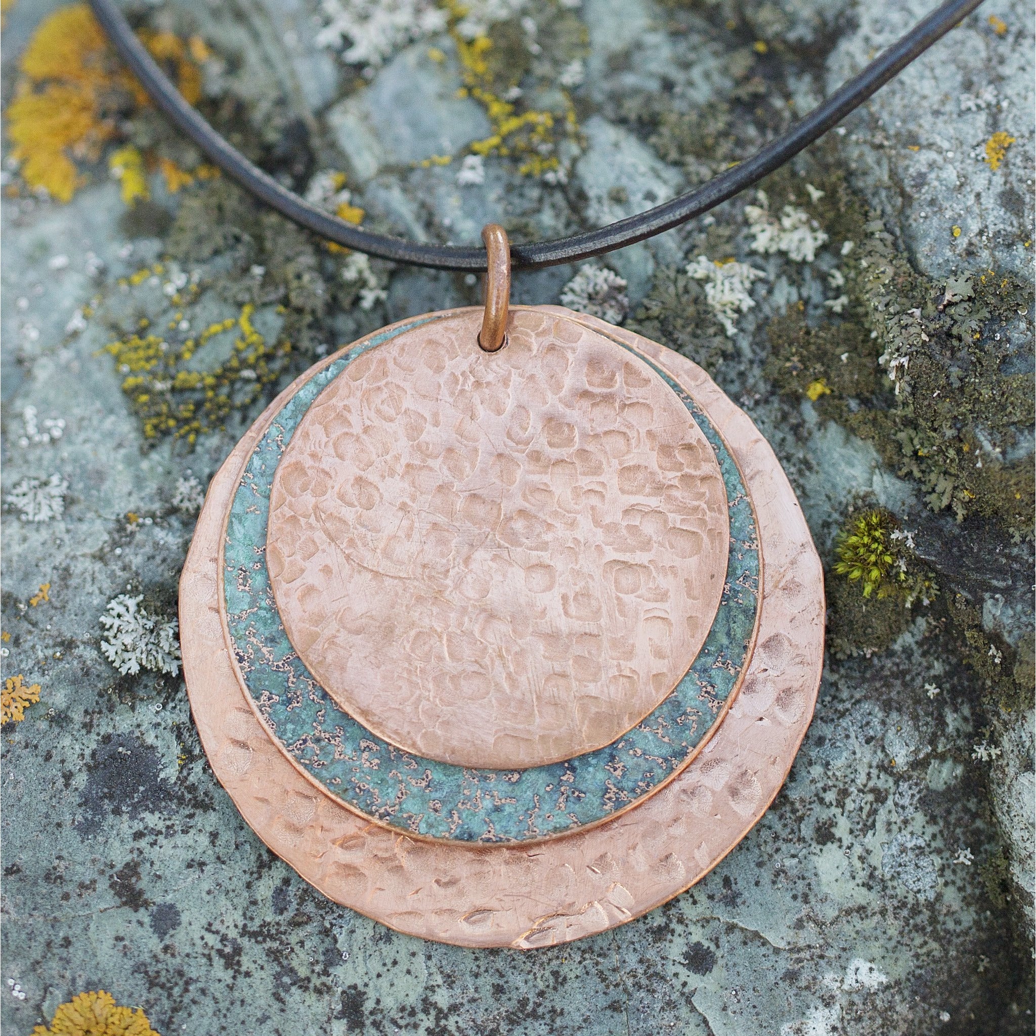 hammered copper circle necklace