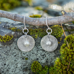 Sterling Earrings with White Pearls #116